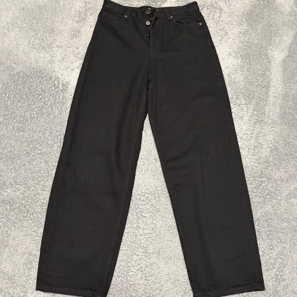 COS Tapered Leg High Rise Ankle Length Jeans Womens 25 (28x27) Black Denim